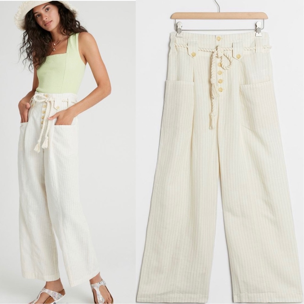 Anthropologie Maeve Lilianna Striped Wide-Leg Pant